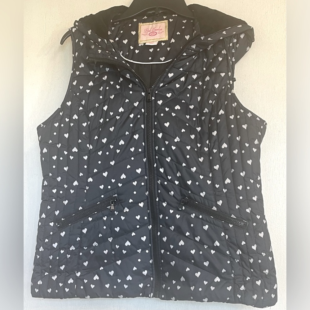 Pink Envelope Black Heart Hooded Vest Size XL (Girls)